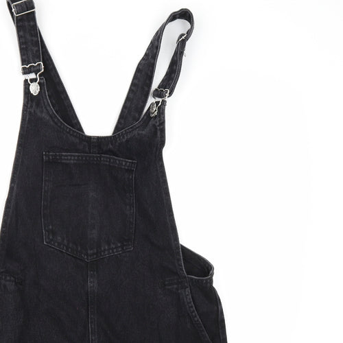 Zara Womens Black  Denim Pinafore/Dungaree Dress  Size M