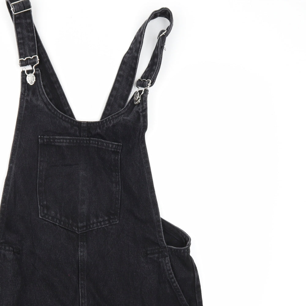 Zara Womens Black  Denim Pinafore/Dungaree Dress  Size M
