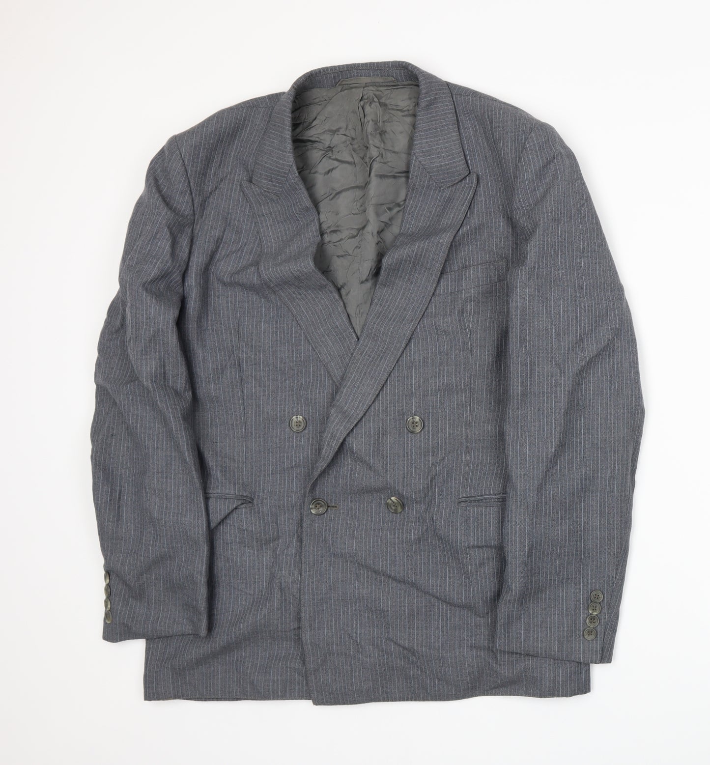 Male Mens Grey Striped  Jacket Suit Jacket Size L