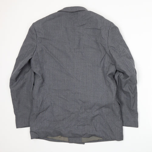 Male Mens Grey Striped  Jacket Suit Jacket Size L