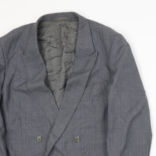 Male Mens Grey Striped  Jacket Suit Jacket Size L