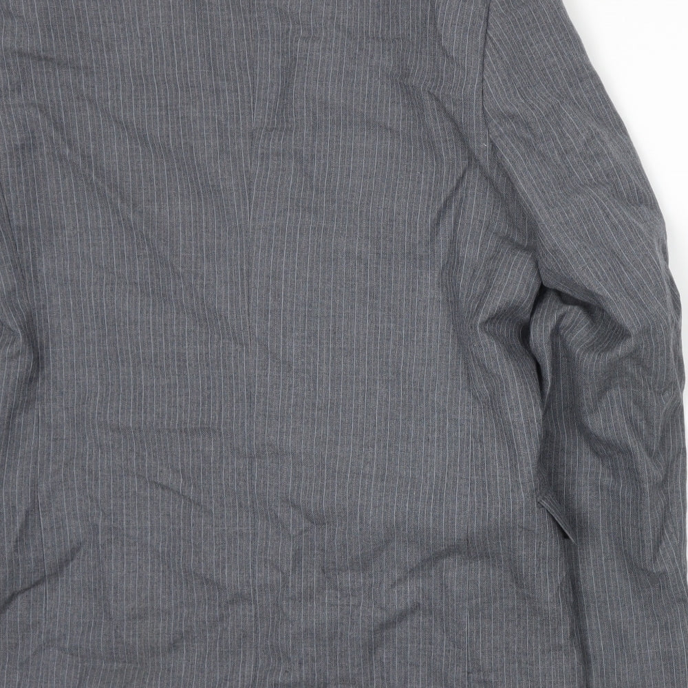 Male Mens Grey Striped  Jacket Suit Jacket Size L