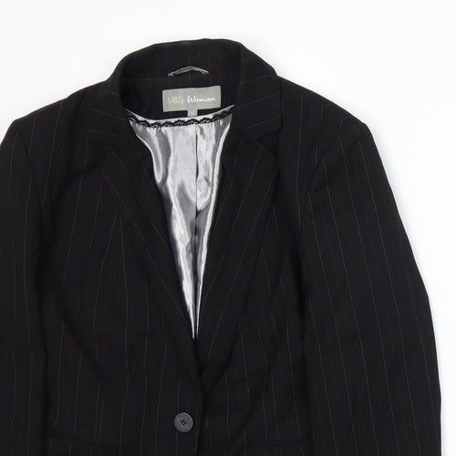 Marks and Spencer Womens Black Pinstripe  Jacket Suit Jacket Size 12