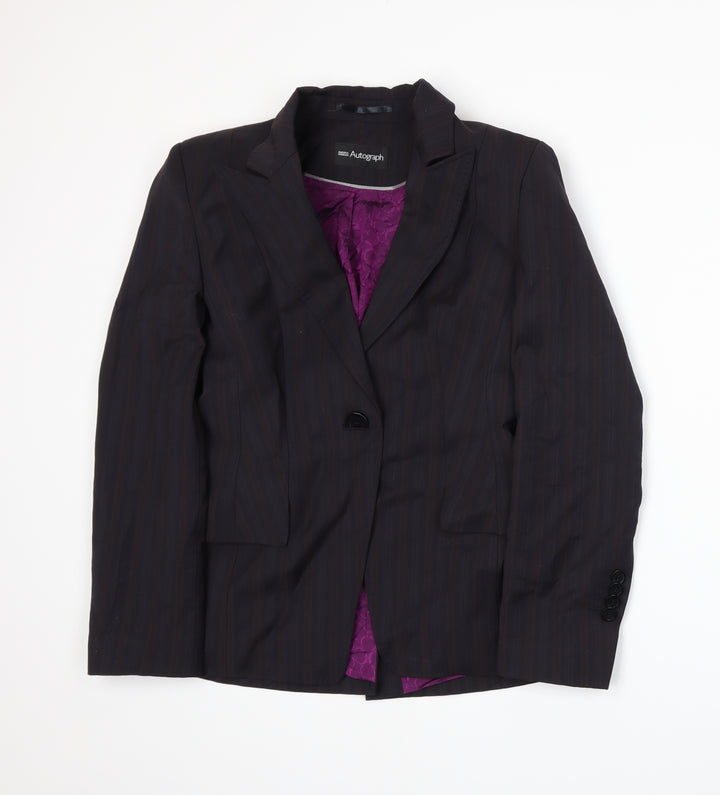 Autograph Womens Purple Jacket Suit Jacket Size 10