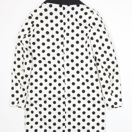 Boohoo Womens White Spotted  Jacket Suit Jacket Size 8
