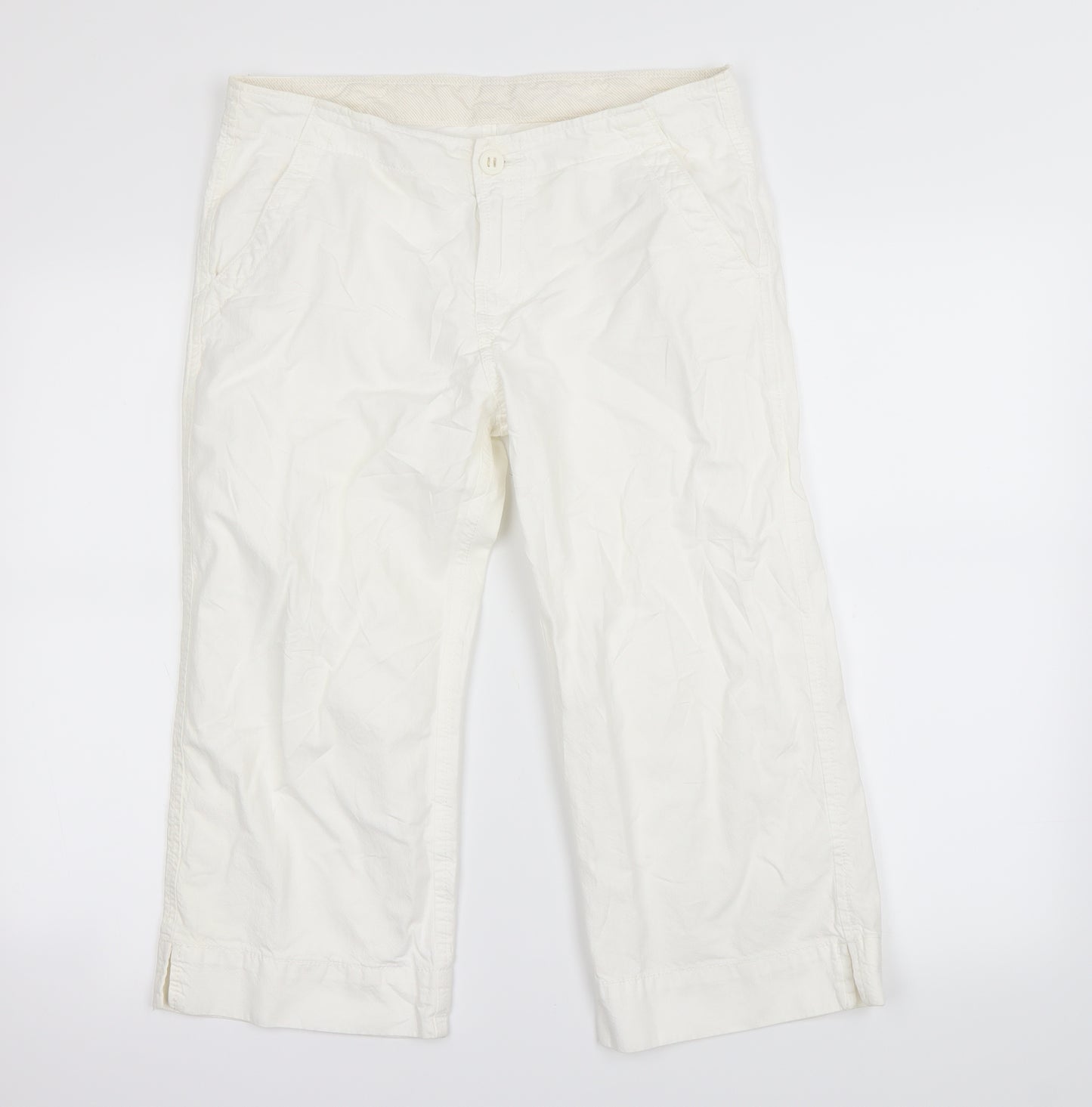 M&S Womens Ivory   Cropped Trousers Size 12 L20 in