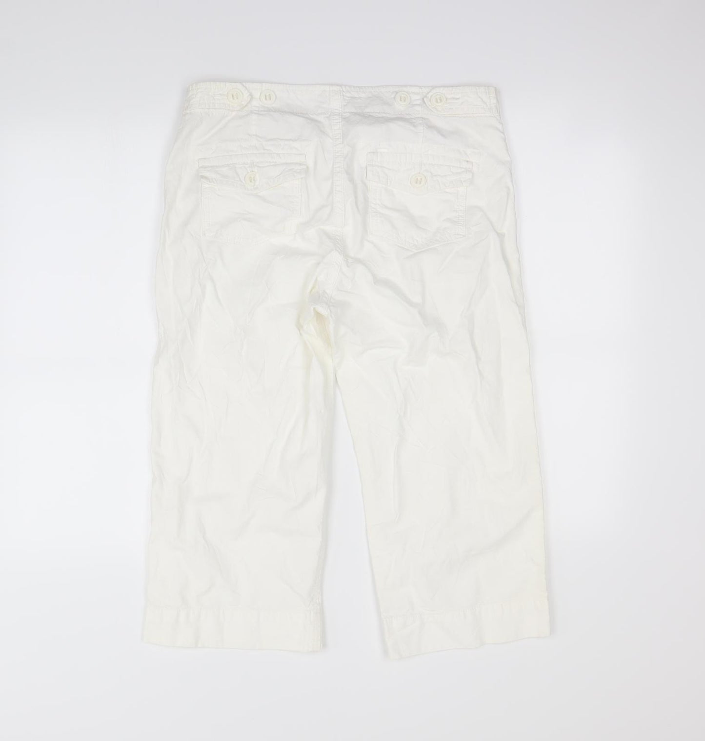 M&S Womens Ivory   Cropped Trousers Size 12 L20 in