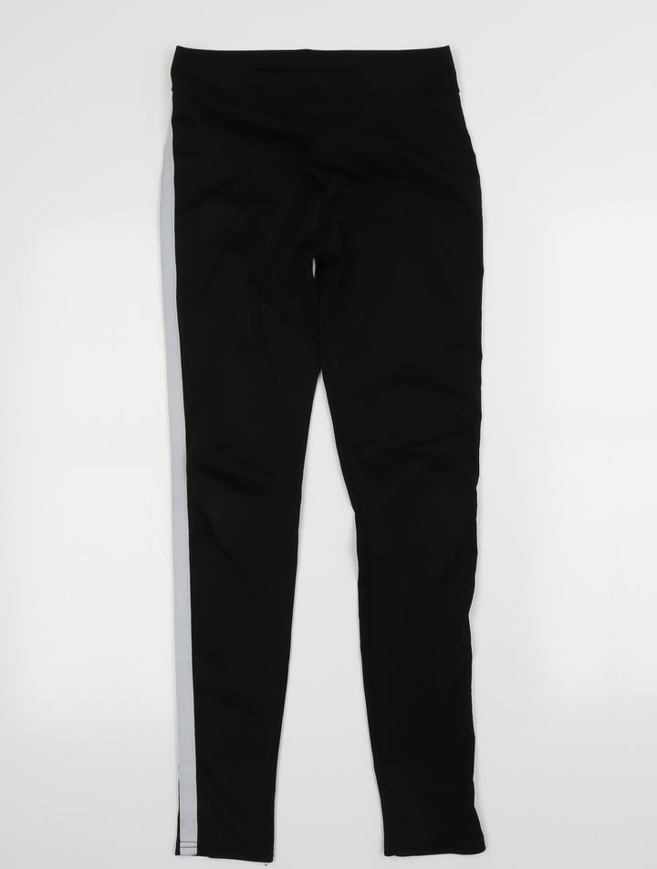 Preworn Girls Black Striped  Jegging Trousers Size XL