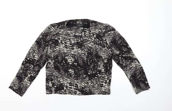 Topshop Womens Black Animal Print  Jacket  Size 8