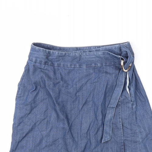 Per Una Womens Blue  Denim Wrap Skirt Size 12