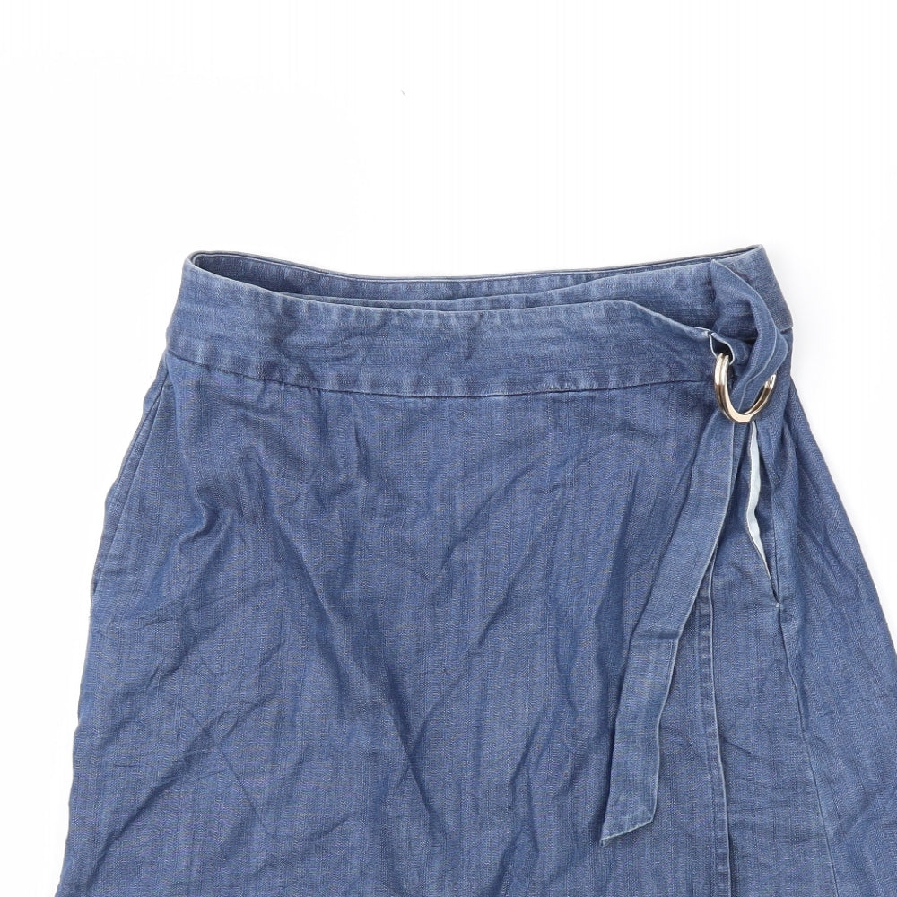 Per Una Womens Blue  Denim Wrap Skirt Size 12