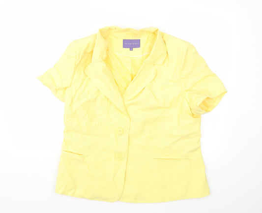 Front view of Autonomy women’s yellow jacket blazer, size UK 18