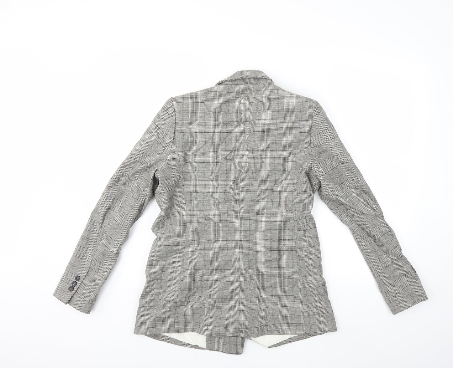 H&M Womens Grey Check  Jacket Blazer Size 10