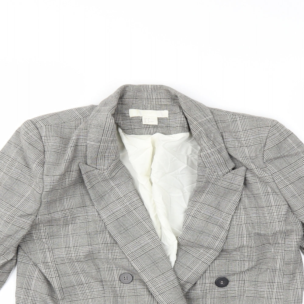 H&M Womens Grey Check  Jacket Blazer Size 10