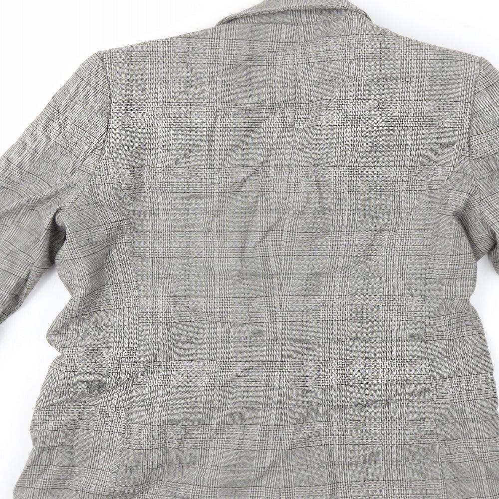 H&M Womens Grey Check  Jacket Blazer Size 10
