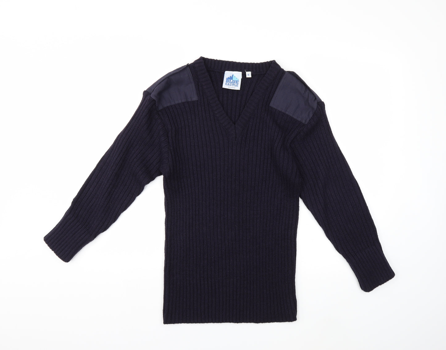 Blue Castle Womens Blue  Knit Pullover Jumper Size S