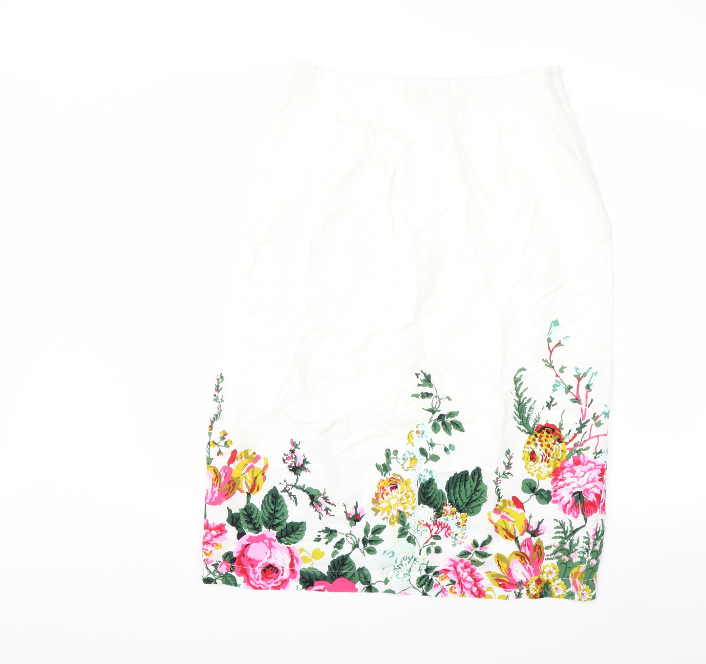 Joules Womens White Floral  Straight & Pencil Skirt Size 10