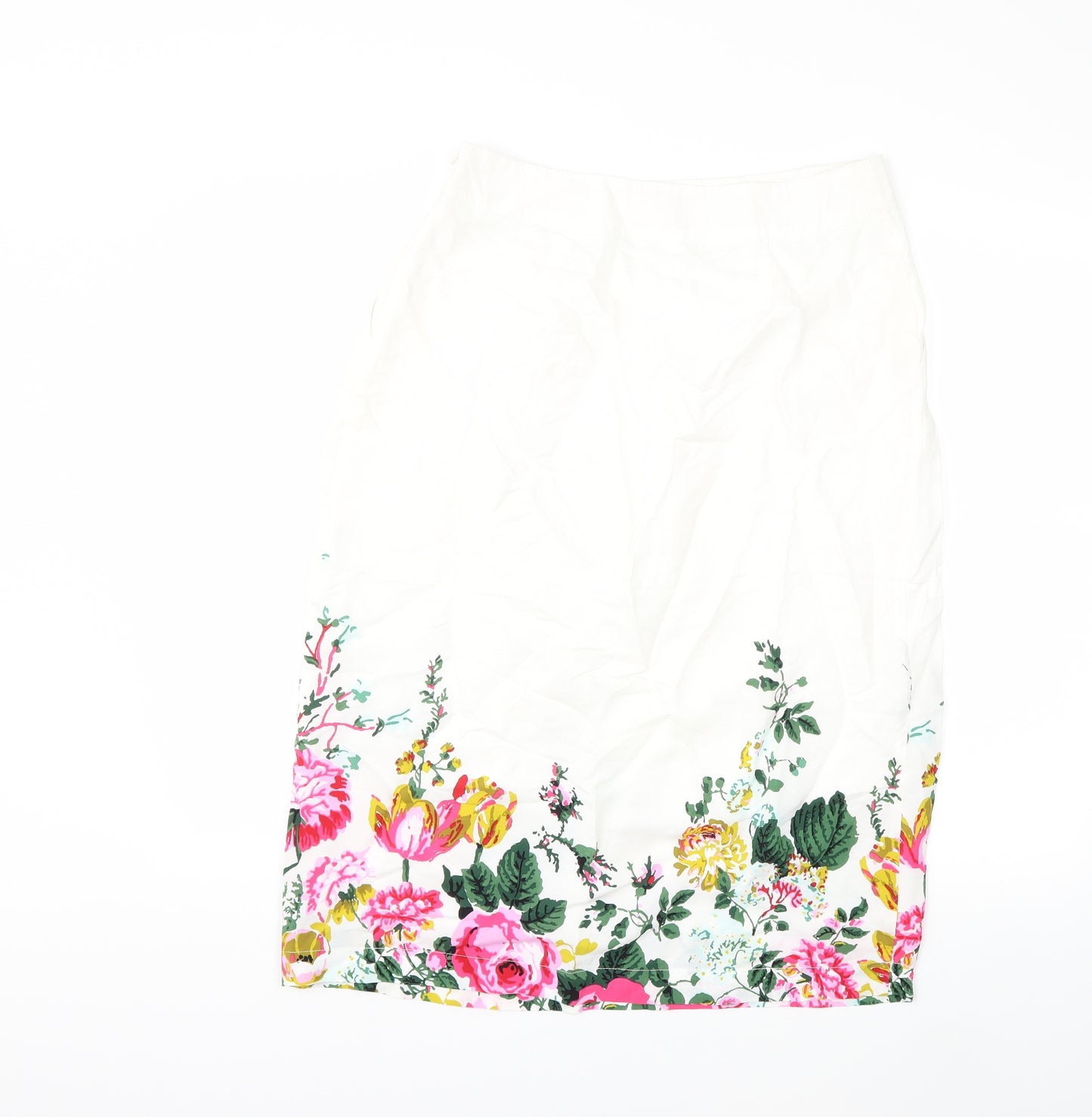 Joules Womens White Floral  Straight & Pencil Skirt Size 10