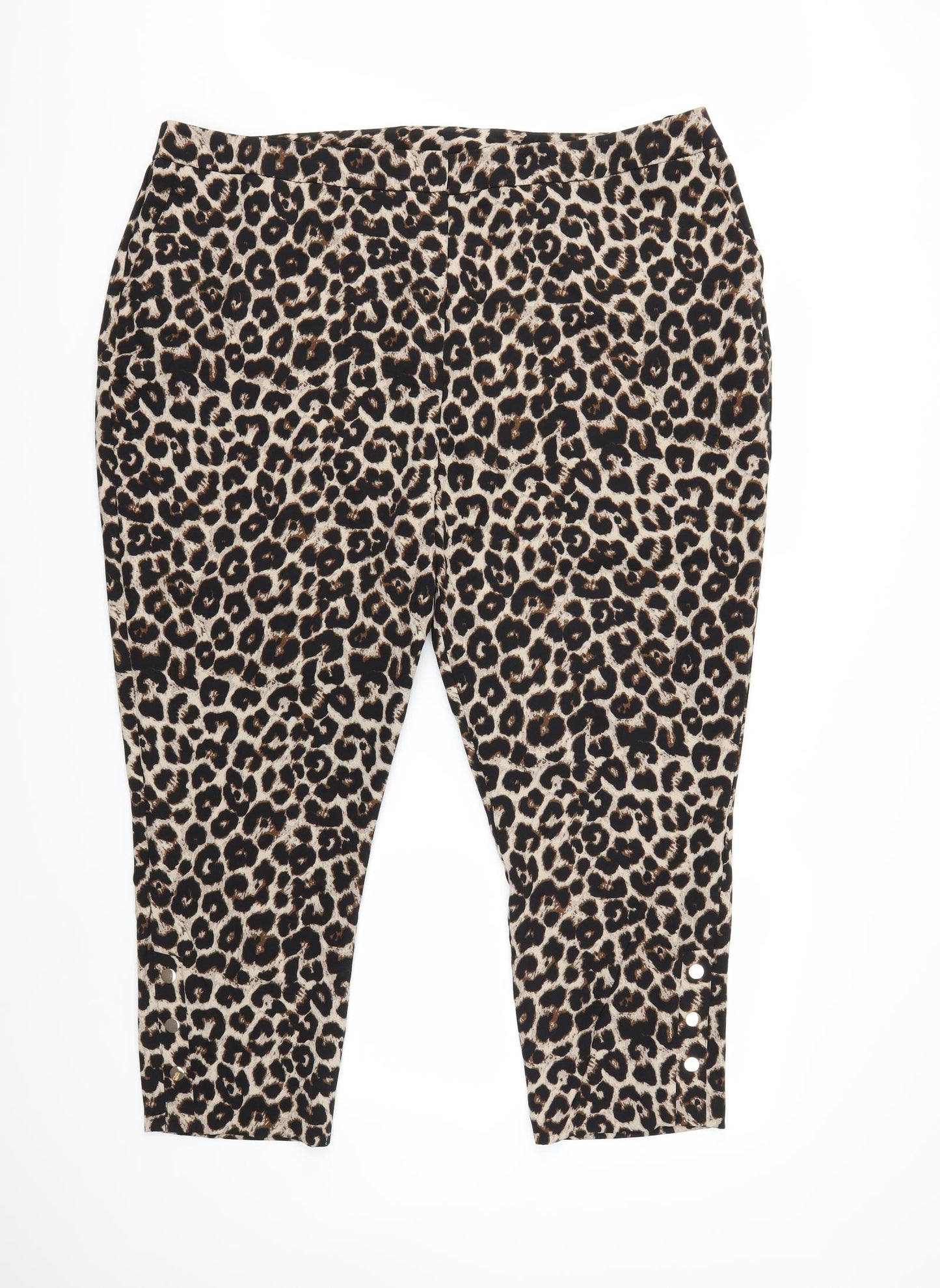 F&F Womens Brown Animal Print  Trousers  Size 24 L28 in