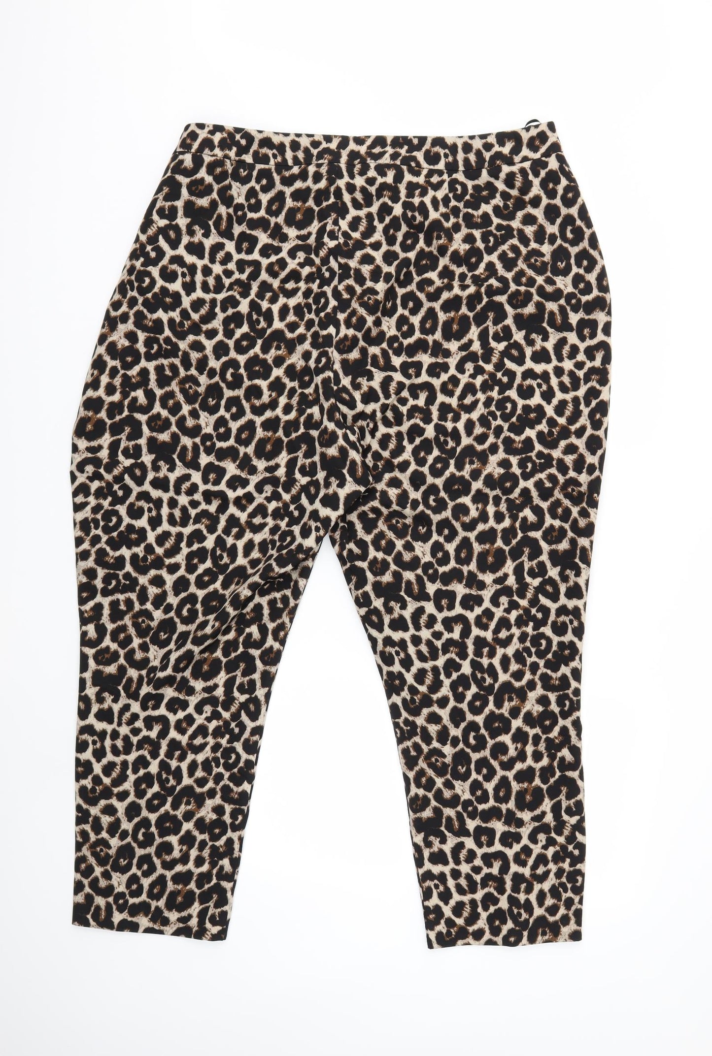 F&F Womens Brown Animal Print  Trousers  Size 24 L28 in