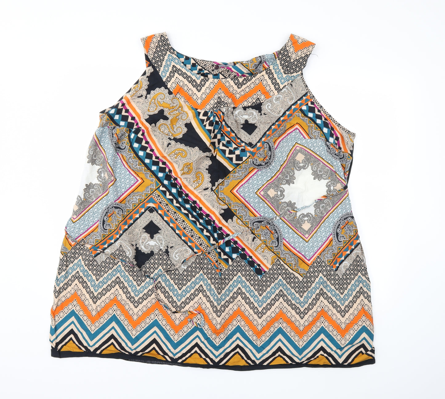 Evans Womens Orange Geometric  Basic Tank Size 30
