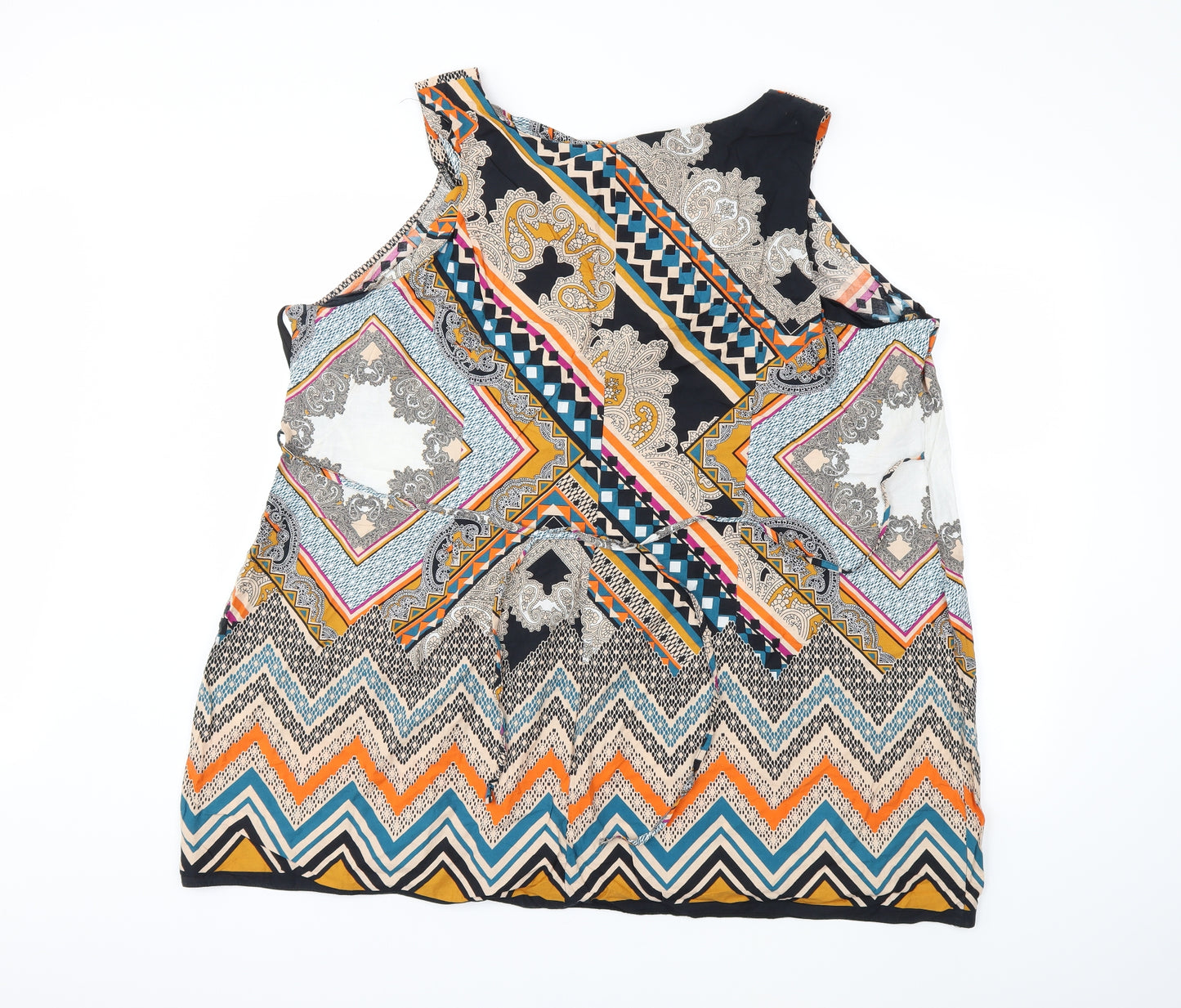 Evans Womens Orange Geometric  Basic Tank Size 30