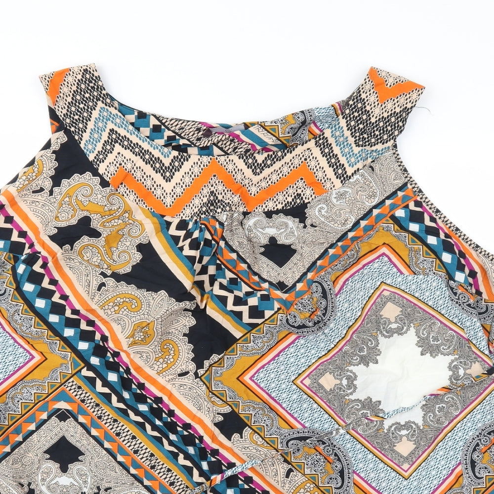 Evans Womens Orange Geometric  Basic Tank Size 30