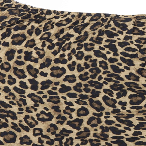 H&M Womens Brown Animal Print  Basic Blouse Size 2XL