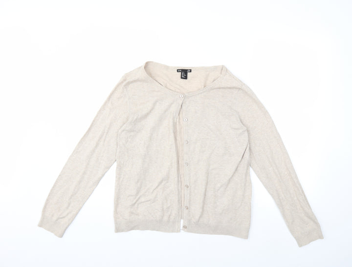 H&M Womens Beige  Knit Cardigan Jumper Size M