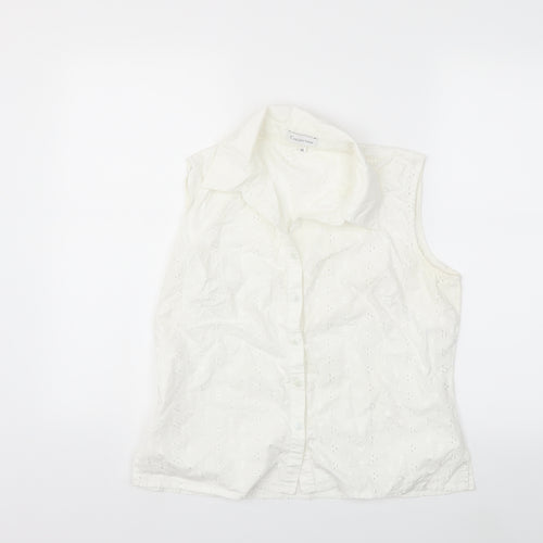 Preworn Womens White   Basic Blouse Size 14