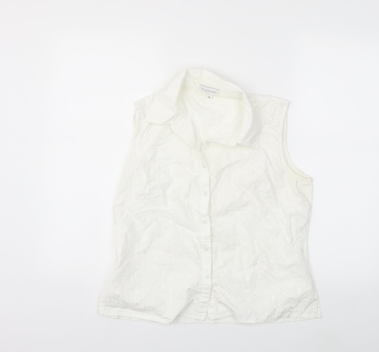 Preworn Womens White   Basic Blouse Size 14