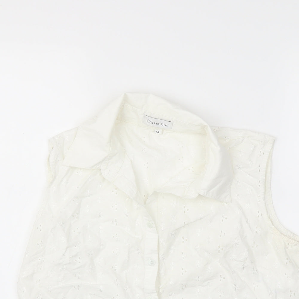 Preworn Womens White   Basic Blouse Size 14