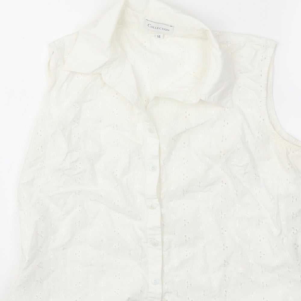 Preworn Womens White   Basic Blouse Size 14
