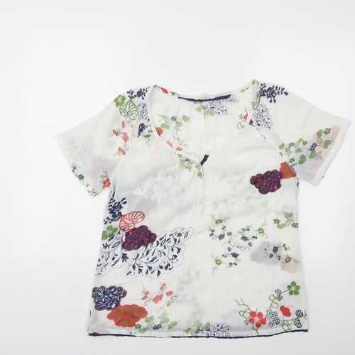 White Stuff Womens White Floral  Basic Blouse Size 12