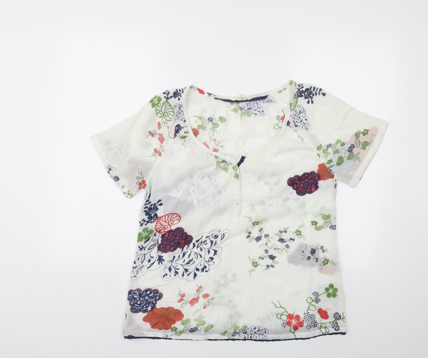 White Stuff Womens White Floral  Basic Blouse Size 12
