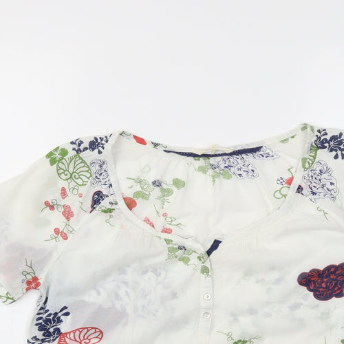 White Stuff Womens White Floral  Basic Blouse Size 12