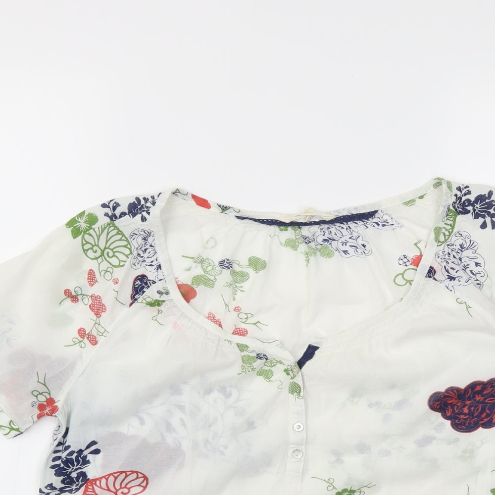 White Stuff Womens White Floral  Basic Blouse Size 12