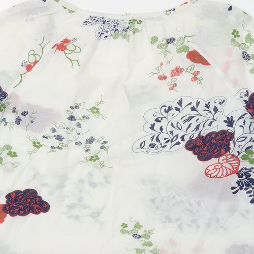 White Stuff Womens White Floral  Basic Blouse Size 12