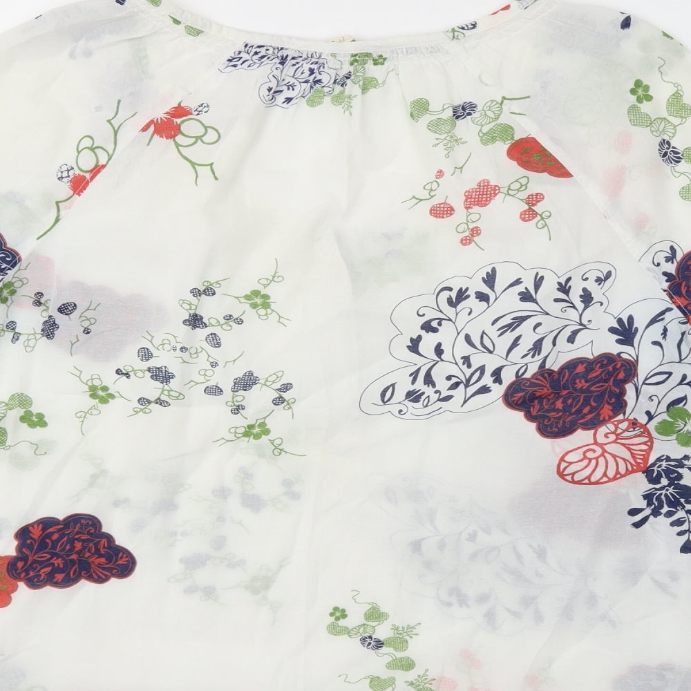 White Stuff Womens White Floral  Basic Blouse Size 12