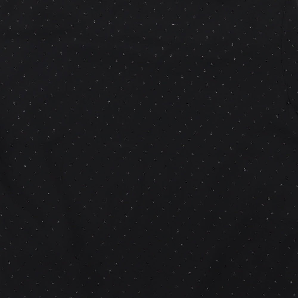 Laura Ashley Womens Black Polka Dot Chiffon Basic Blouse Size 16