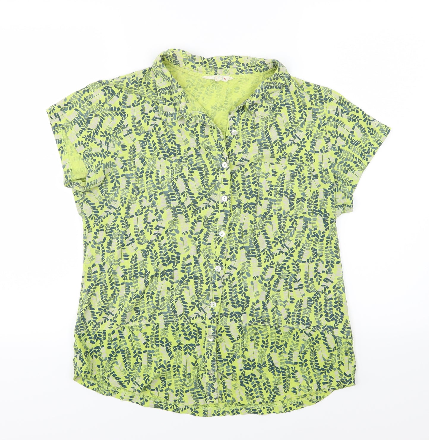 White Stuff Womens Green   Basic Button-Up Size 10  - Leaf Print