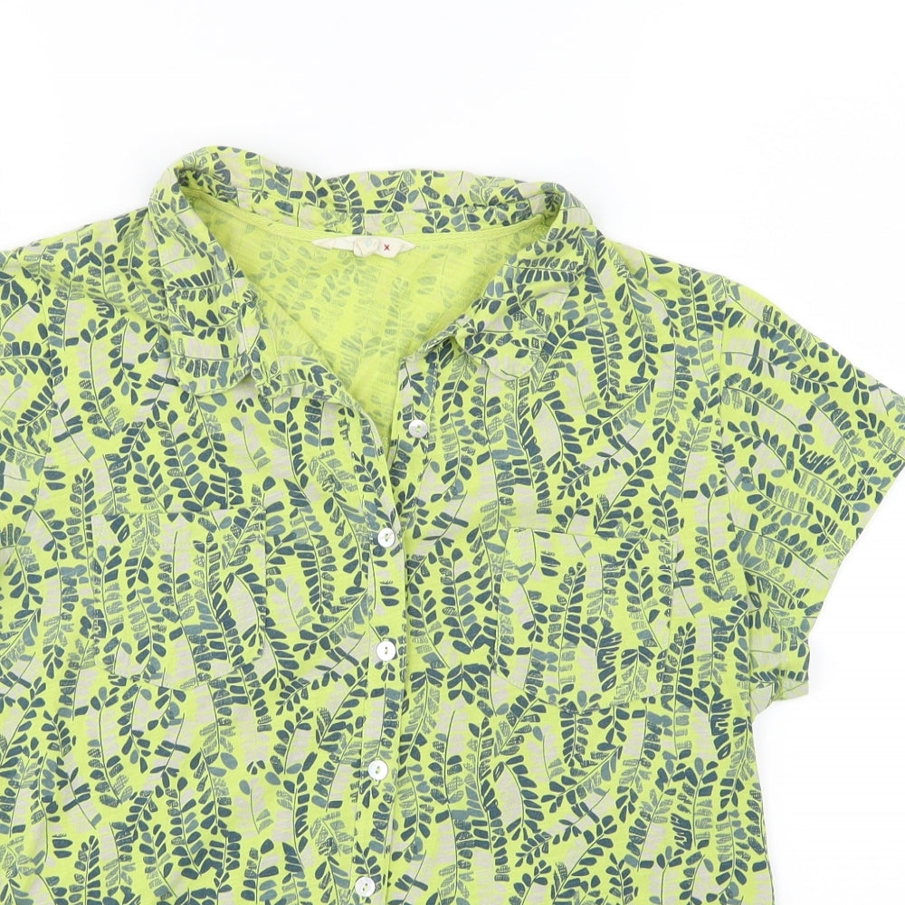 White Stuff Womens Green   Basic Button-Up Size 10  - Leaf Print