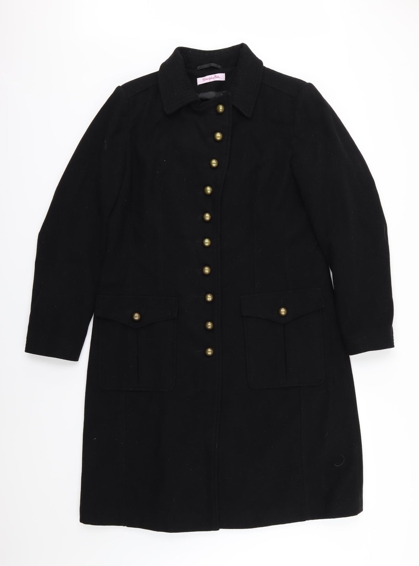 Simply Be Womens Black   Overcoat Coat Size 14