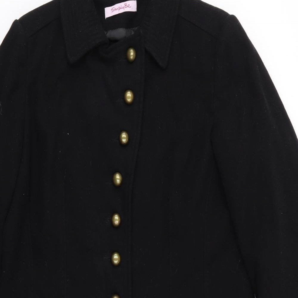 Simply Be Womens Black   Overcoat Coat Size 14