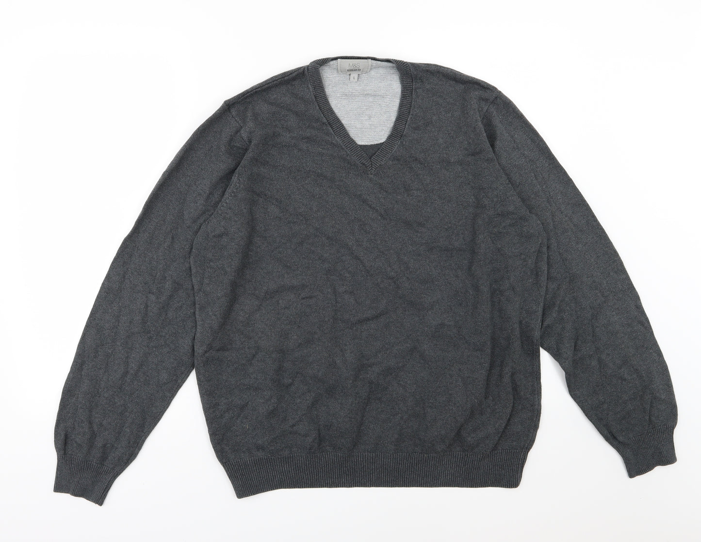 Marks and Spencer Mens Grey  Knit Pullover Jumper Size L