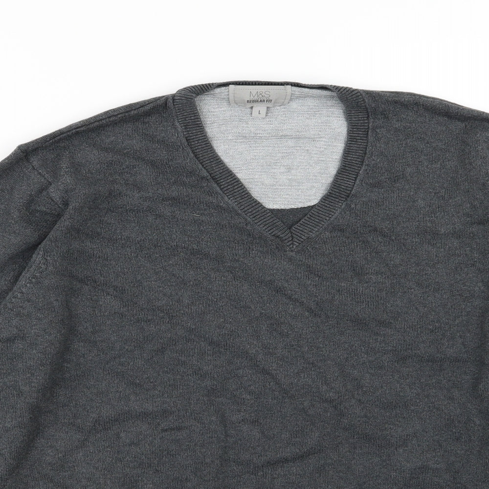 Marks and Spencer Mens Grey  Knit Pullover Jumper Size L