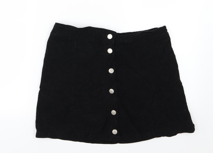 Lulua Womens Black Corduroy A-Line Skirt Size L
