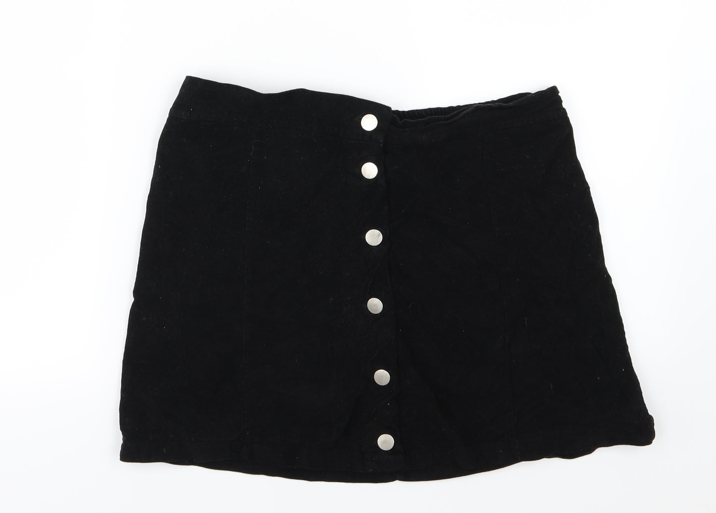 Lulua Womens Black  Corduroy A-Line Skirt Size L