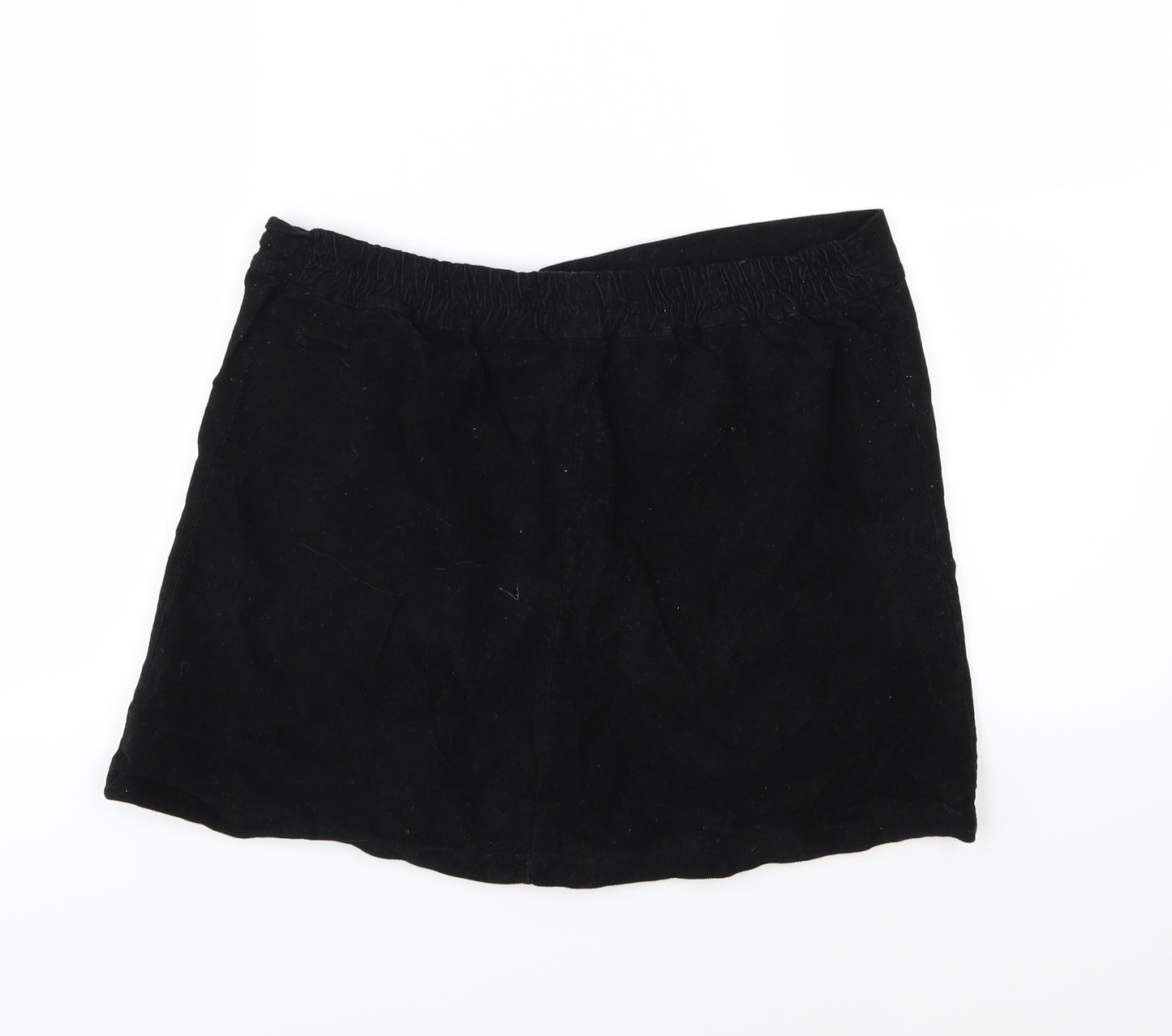 Lulua Womens Black  Corduroy A-Line Skirt Size L