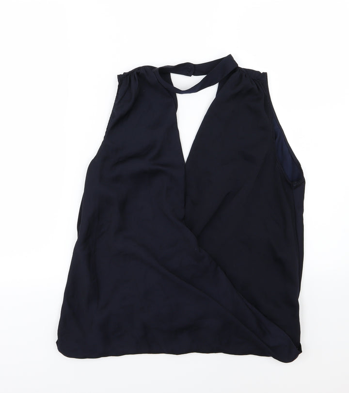 New Look Womens Blue Chiffon Basic Blouse Size 12